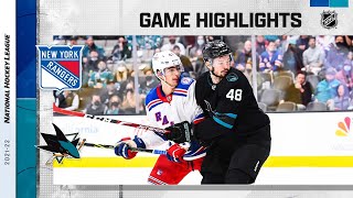 Rangers @ Sharks 1/13/22 | NHL Highlights by NHL