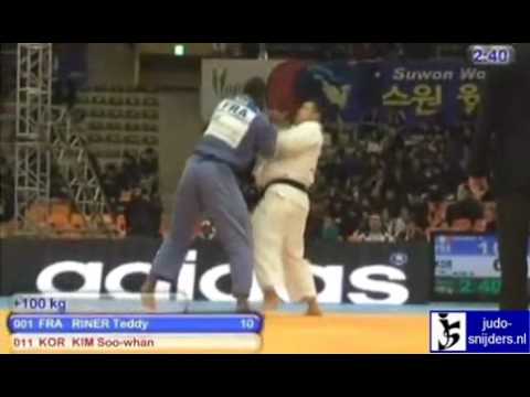 Judo 2010 Suwon: Teddy Riner (FRA) - Soo-whan Kim (KOR) [+100kg].