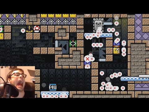 Mario Maker - Hardest One-Screen Puzzle by Seanhip "Tricky Puzzle" (And World Record!)