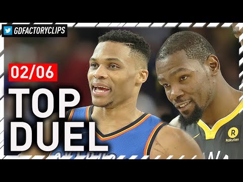 Russell Westbrook vs Kevin Durant EPIC Duel Highlights (2018.02.06) Warriors vs Thunder - MUST SEE