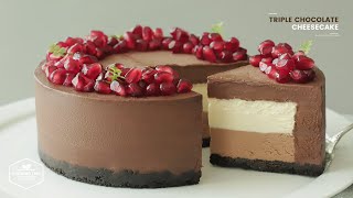 노오븐&노젤라틴! 트리플 초콜릿 치즈케이크 만들기 : No-Bake & No-Gelatin Triple Chocolate Cheesecake Recipe | Cooking tree