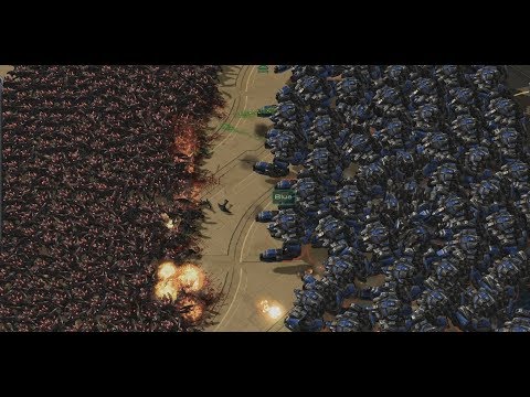 Starcraft 2 - 500 Roaches vs 80 Thors