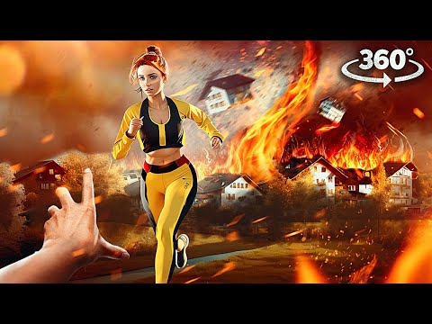 360° FIRE TORNADO SURVIVAL WITH GIRLFRIEND 1 - Escape the fire Storm VR 360 Video 4k ultra hd