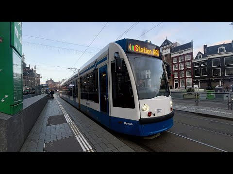 GVB | Amsterdam | Lijn 4 | Centraal Station - Station RAI | Siemens Combino | 2023 | Zonsondergang