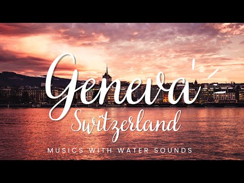Dusk–Night | Lake–Rhone, Geneva | Relaxing Music for Stress Relief ~ Calming Music with Water Sound