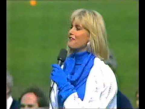 Olivia Newton-John sings Advance Australia Fair 1986 VFL GF