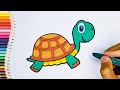 How to Drawing TURTLE & Colouring For KIDS | Menggambar KURA KURA & Mewarnainya Sangat Mudah