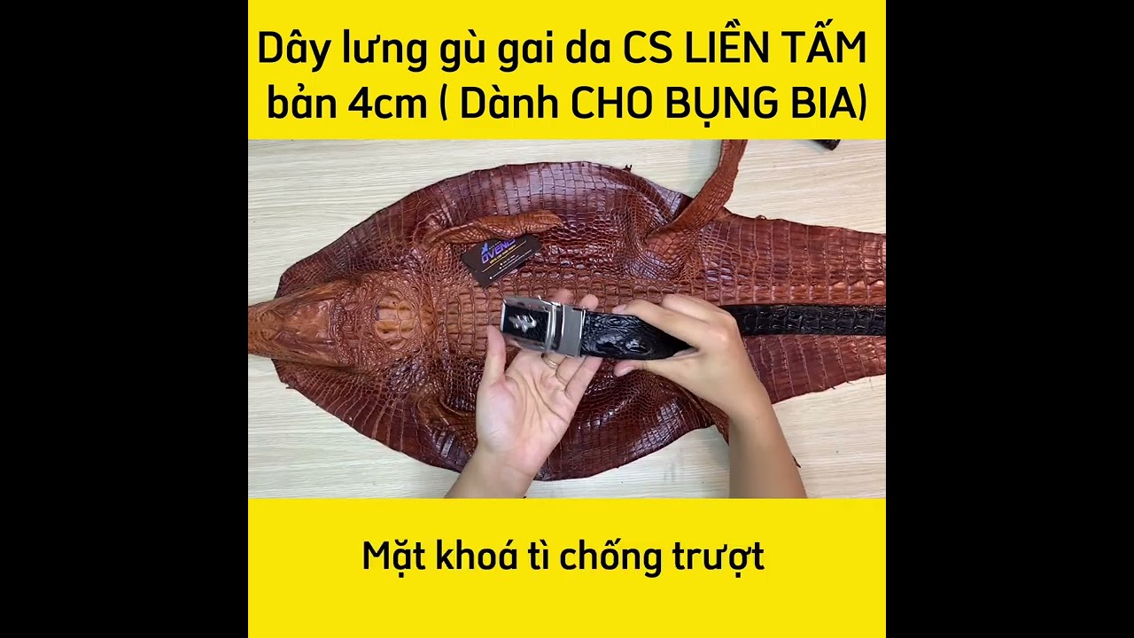 Dây thắt lưng da Cá sấu liền 4cm - Bản lớn phù hợp vòng eo bự! (mặt vàng)