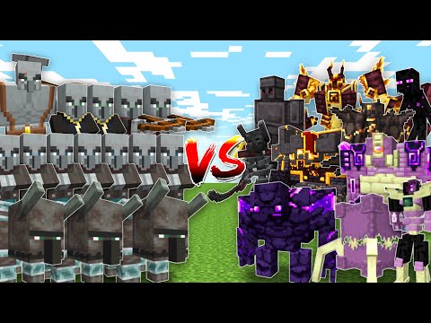 Massive RAID vs NETHER and END BOSSES - Minecraft Mob Battle