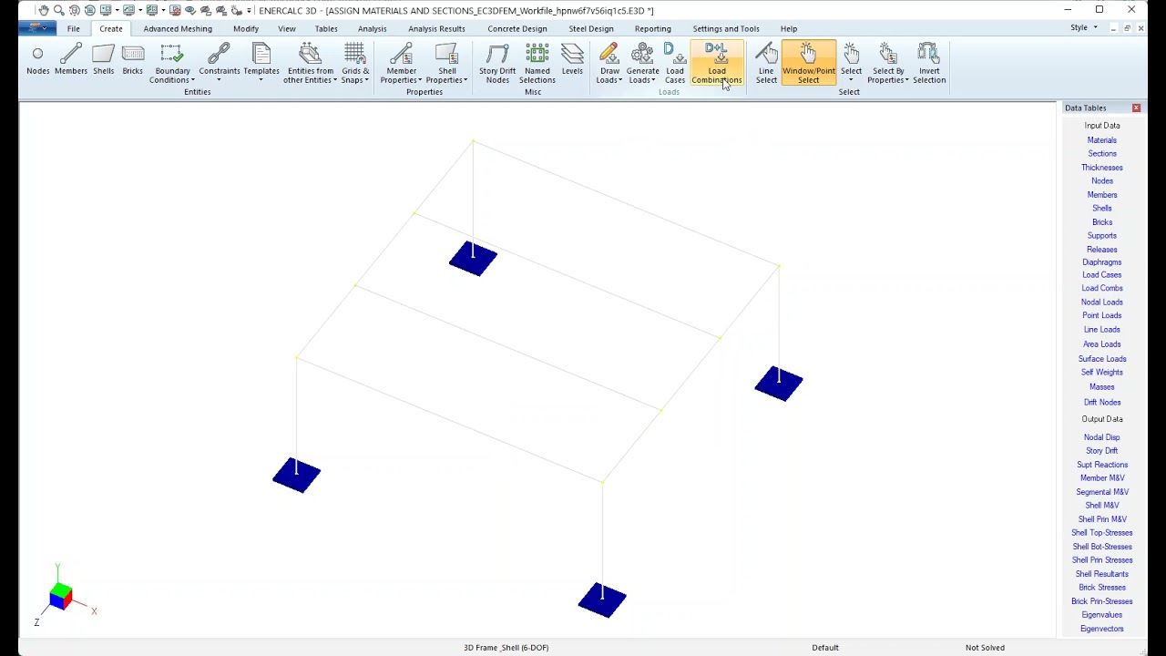 3D - Working with Load Cases and Load Combinations