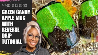 BEGINNER TUMBLER MAKER FRIENDLY!!! Green Candy Apple Tumbler with Reverse Chocolate Drip