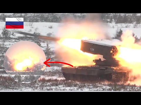 BRUTAL FIRE ‼️ Russian TOS-1A Thermobaric Bomb in Action Destroyed Target