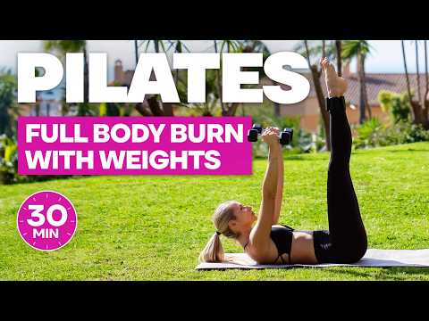 30 MIN POWER PILATES WORKOUT WITH WEIGHTS | Full Body Burn