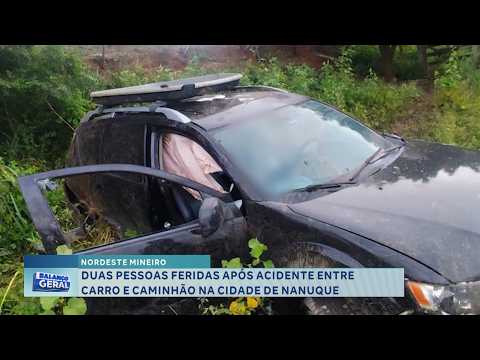 Nordeste Mineiro: Duas pessoas ficam feridas após acidente entre carro e caminhão em Nanuque.