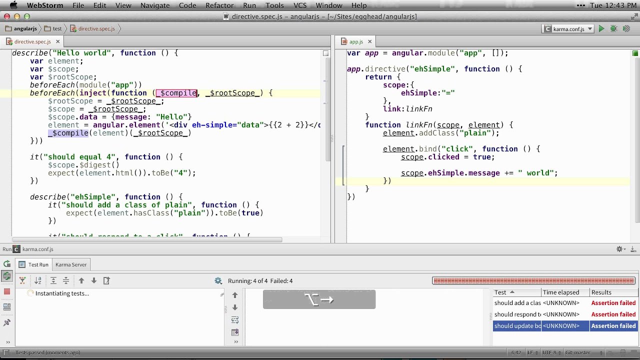 Egghead.io - AngularJS - Testing Underscores
