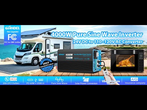 Giandel 4000W Pure Sine Wave Inverter review: 7000W surge peak power for 2S. All-round Power supply!