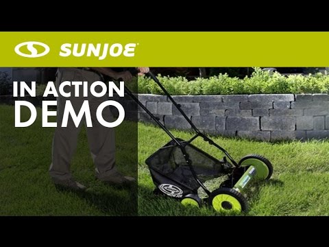 Sun Joe FBA MJ502M Reel Mower w/ 8.5-Gallon, 9-Position Height Adjustment,  Foam Grip, Compact Design, Green, 20-Inch Manual w/Grass Catcher