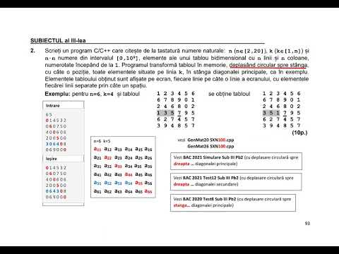 pbinfo.ro (CLASA IX)(C++) Tablouri bidimensionale (matrice) - Generări de matrice