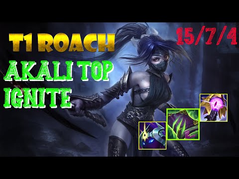 T1 ROACH - Akali top ignite vs Fiora Lol Patch 10.23
