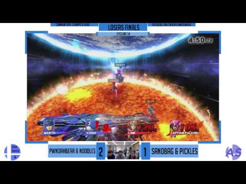 Pwndahbear & Noodles (Blue) vs Sandbag & Welfare Pickles (Red) - Smash 4 Doubles - Losers Finals