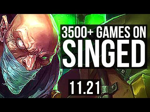 SINGED vs ALISTAR (TOP) | 3500+ games, 2.7M mastery, 3/1/3 | NA Master | 11.21