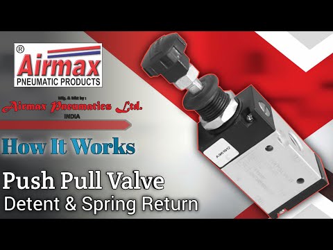 How 3/2 Push Pull Valve Works Detent & Spring Return | Push pull valve Working Animation