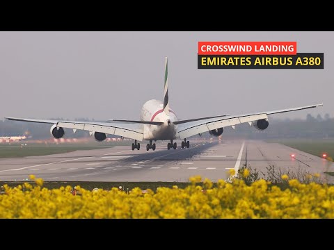 Airbus a380 crosswind  landing + A320 NEO take-off flight to Alicante Spain