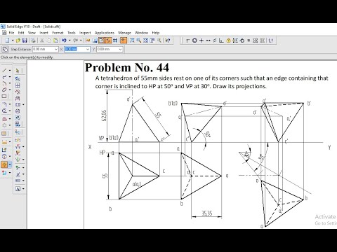 Projection of solids 44 problem Engineering drawing solids computer Aided engineering drawing CAED