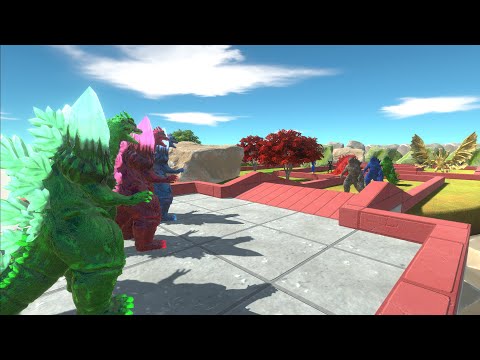 3X GODZILLA vs GHIDORAH LAVA DEATH RUN - Animal Revolt Battle Simulator