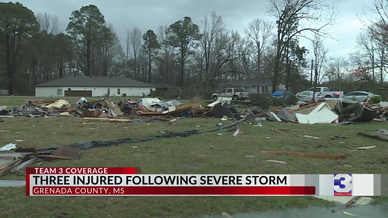 Three people hospitalized following severe Grenada County storm