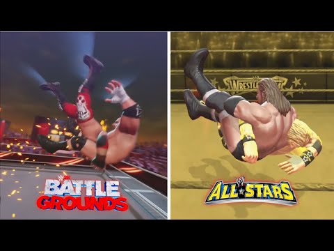 WWE 2K BATTLEGROUNDS vs WWE ALL STARS - Finisher Comparisons - Side by Side