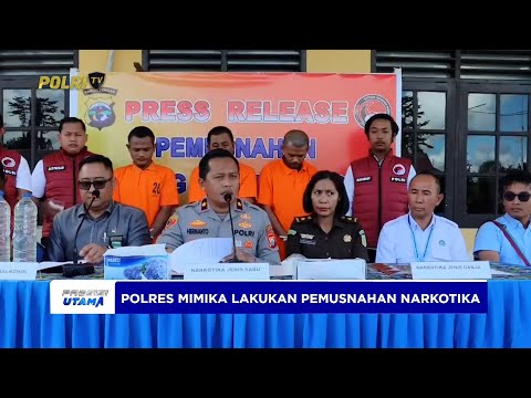 POLRES MIMIKA MUSNAHKAN BARANG BUKTI NARKOBA JENIS SABU DAN GANJA SERTA MINUMAN BERALKOHOL