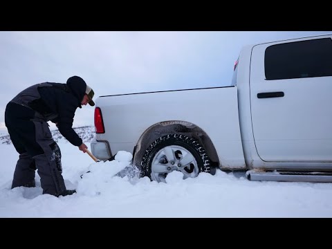 Ice Fishing fail! Got my truck stuck on the ice road