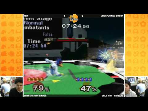 S@LT #24 | 1BM (Peach) vs Unexplained Bacon (Falco) - Winners Qtr Finals - SSBM
