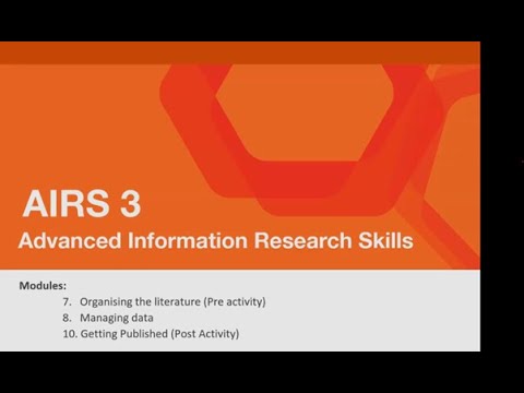 Organising the literature, Managing data - IFN001 AIRS - Modules 7, 8 & 9
