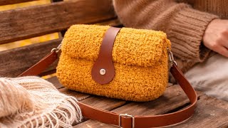 Easy DIY Plastic Canvas Bag with Fluffy Yarn  | Beginner Tutorial