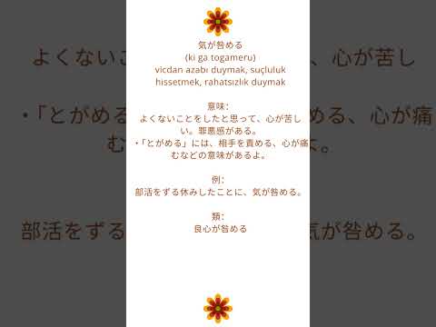 気が咎める (ki ga togameru) vicdan azabı duymak, su&ccedil;luluk hissetmek, rahatsızlık duymak