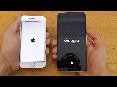 iPhone 6S iOS 9.3.2 vs Nexus 6P Android N DP2 - Speed Test! (4K)