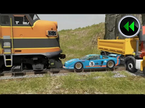 Reverse Trains vs Cars - BeamNG Drive