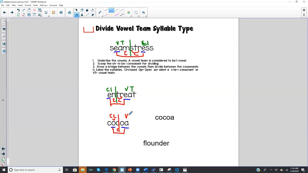 Vowel Team Syllable Division