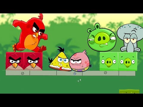 Angry Birds Kick Piggies - STELLA KICK BAD PIGS AND SQUILDWARD!!