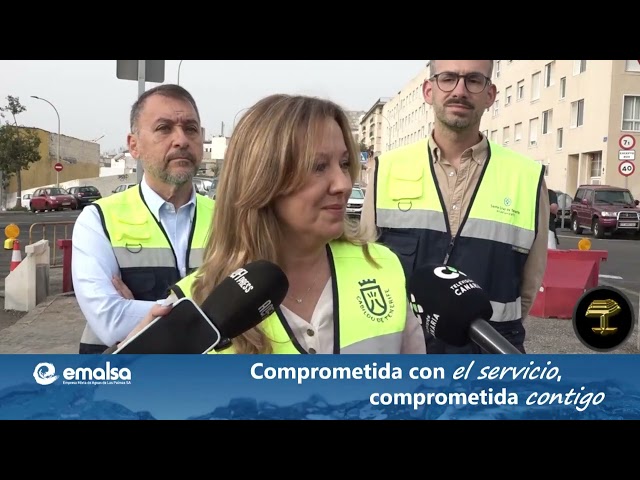 Rosa Dávila visita las obras de recogida de aguas pluviales en el Suroeste de Santa Cruz