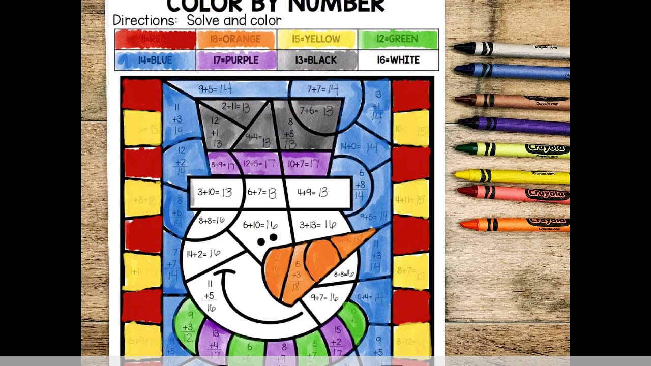 Addition and Subtraction Color by Number Sheets