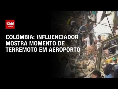 Influenciador mostra momento de terremoto em aeroporto na Colômbia | HORA H