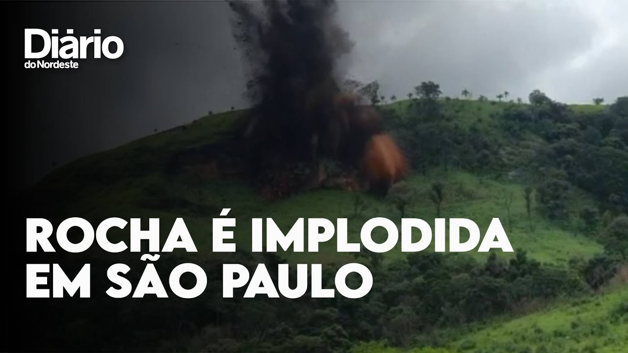 Imagem da notícia Rocha com risco de desmoronamento sobre rodovia é implodida em São Paulo