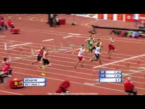 European Indoor Championships Prague - Dimitri Bascou 7.65 - Men's 60 Metres Hurdles Heat 1