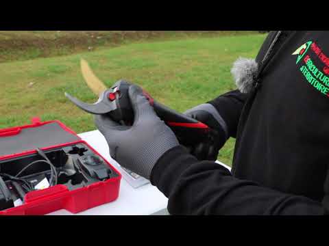 Part of a video titled Comment bien affûter son sécateur électrique avant la taille - YouTube