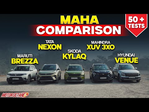 Skoda Kylaq vs Tata Nexon vs Mahindra XUV3XO vs Maruti Brezza vs Hyundai Venue - MAHACOMPARISON