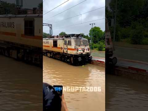 It is safe for trains to run after the railway tracks are flooded #shorts #train #indianrailways