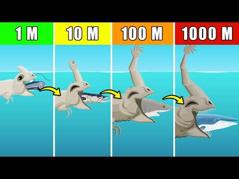 Sea Hand Monster Eat Fish And Grow: From 50 cm to 50 meters